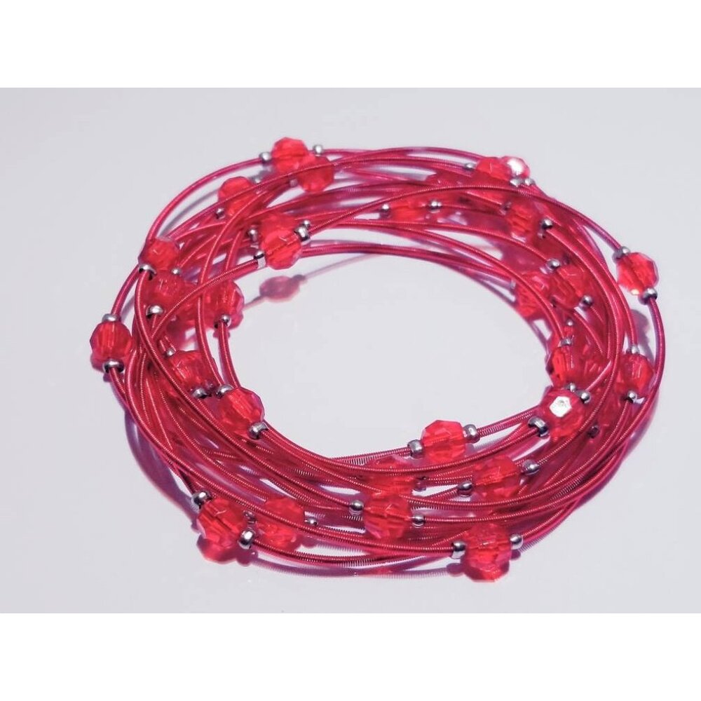 Bee Charming Sugar NY Red Piano Wire Bracelets With Red Crystals
